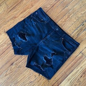 American Eagle Black destroyed jean shorts